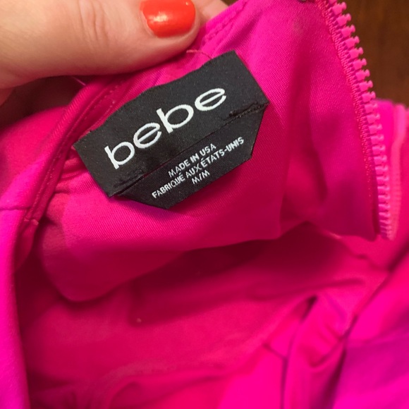 Gorgeous bright pink Bebe rare design authentic dress, size M ,must have - Picture 2 of 3